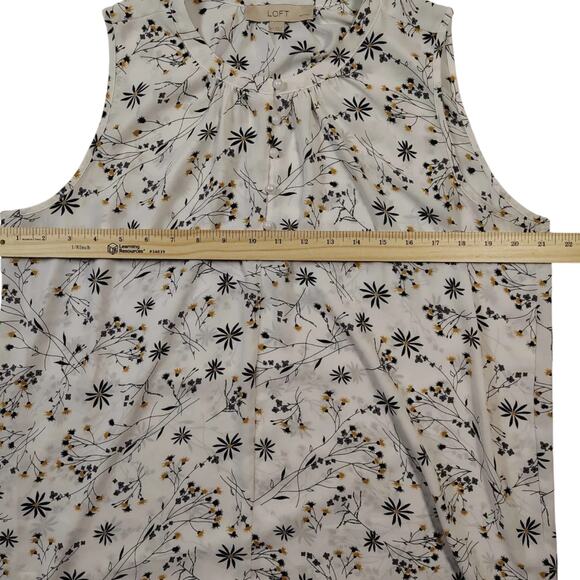 LOFT Women's White Floral Pearl Button Chiffon Sleeveless Blouse Size XL Petite - Picture 7 of 8